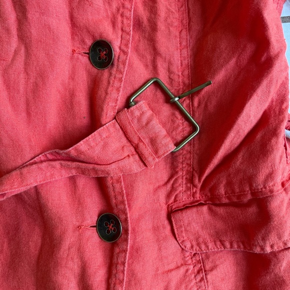 Talbots 100% linen women’s belted orange jacket size 6 - Picture 3 of 7